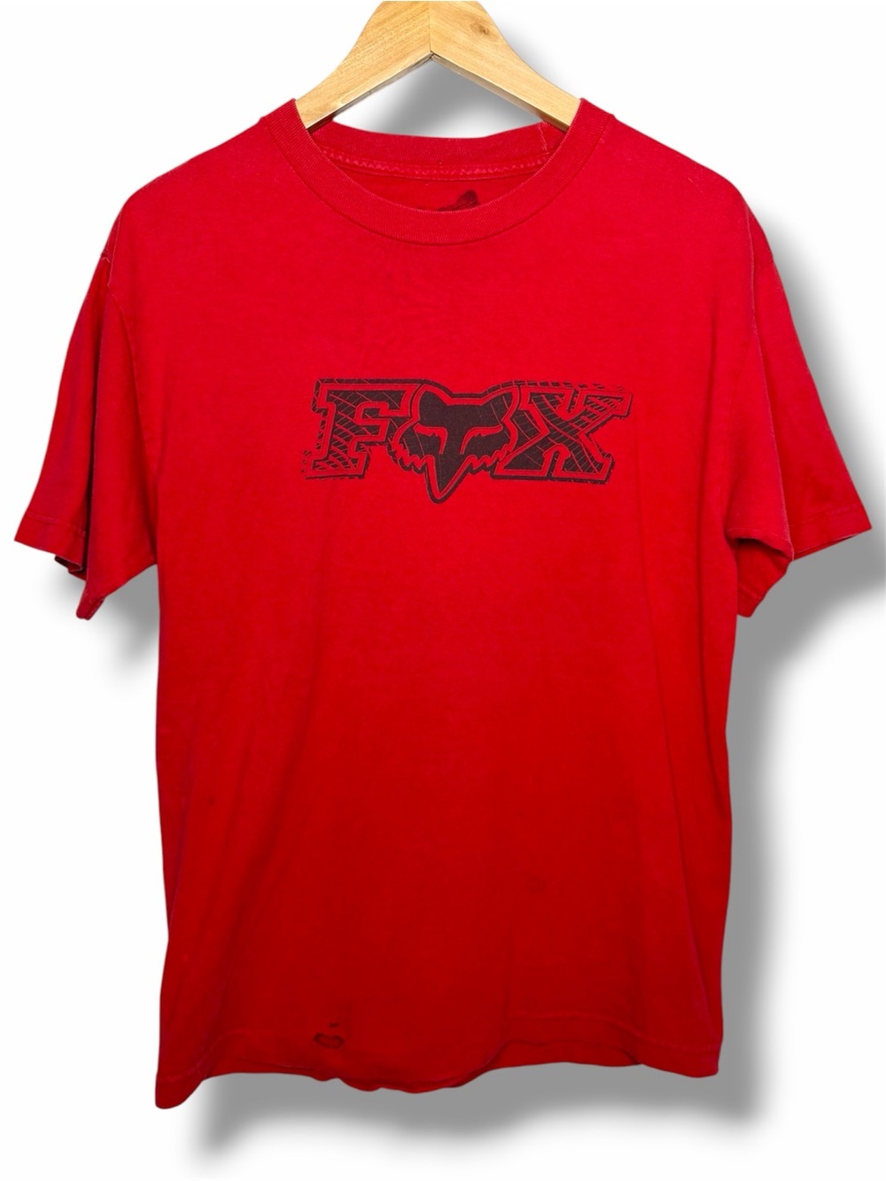 Vintage Y2K Fox Racing Red Graphic T Shirt Distressed Moto BMX Tee Size M